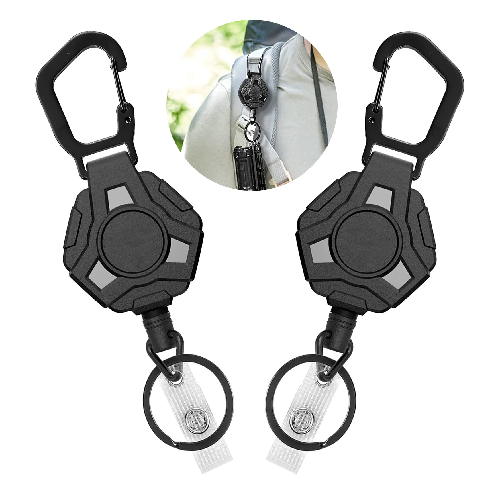 Lanyard Badge Holder - Fishing Retractable Anti-Lost Pull Keychain Badge