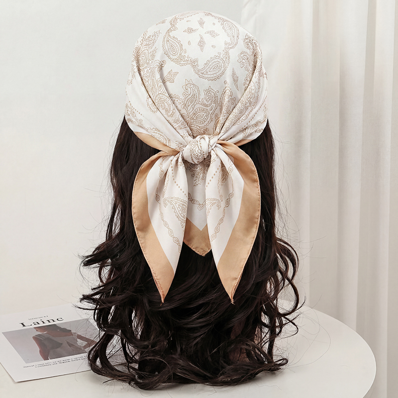 Vintage Beige Paisley Print Sq - đánh giá và giá Head Wrap Turban